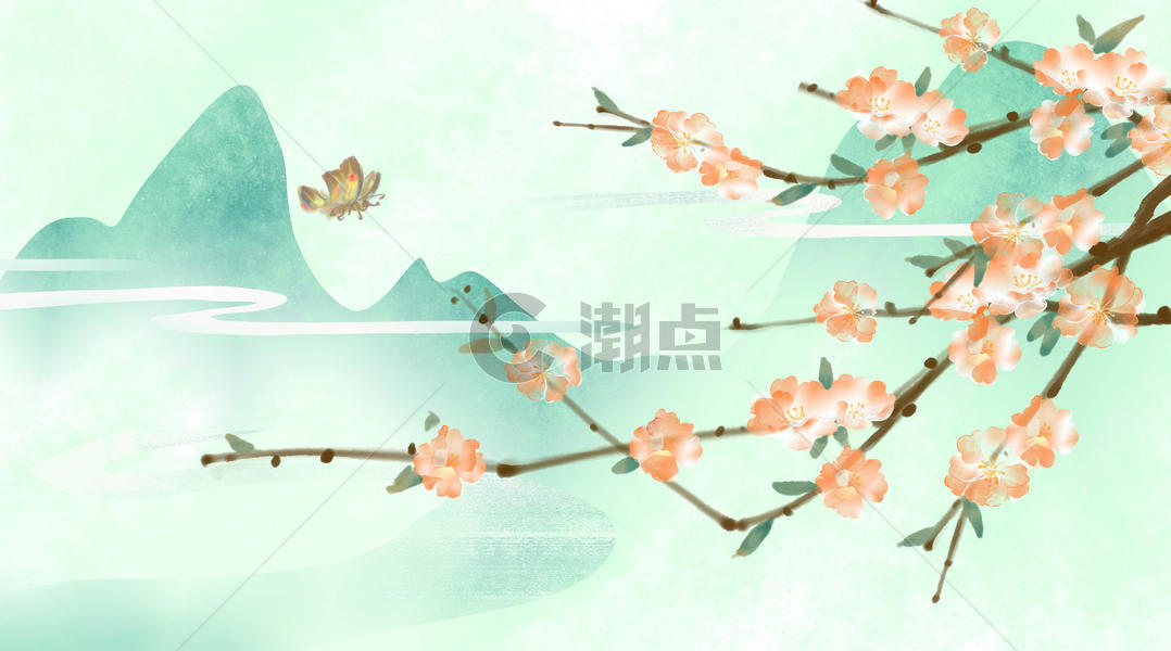 中国风山水花卉背景图片素材免费下载