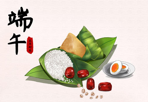 端午节吃粽子插画图片素材免费下载