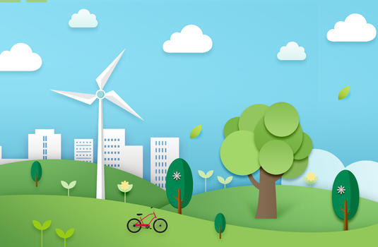 绿色生态城市剪纸图片素材免费下载