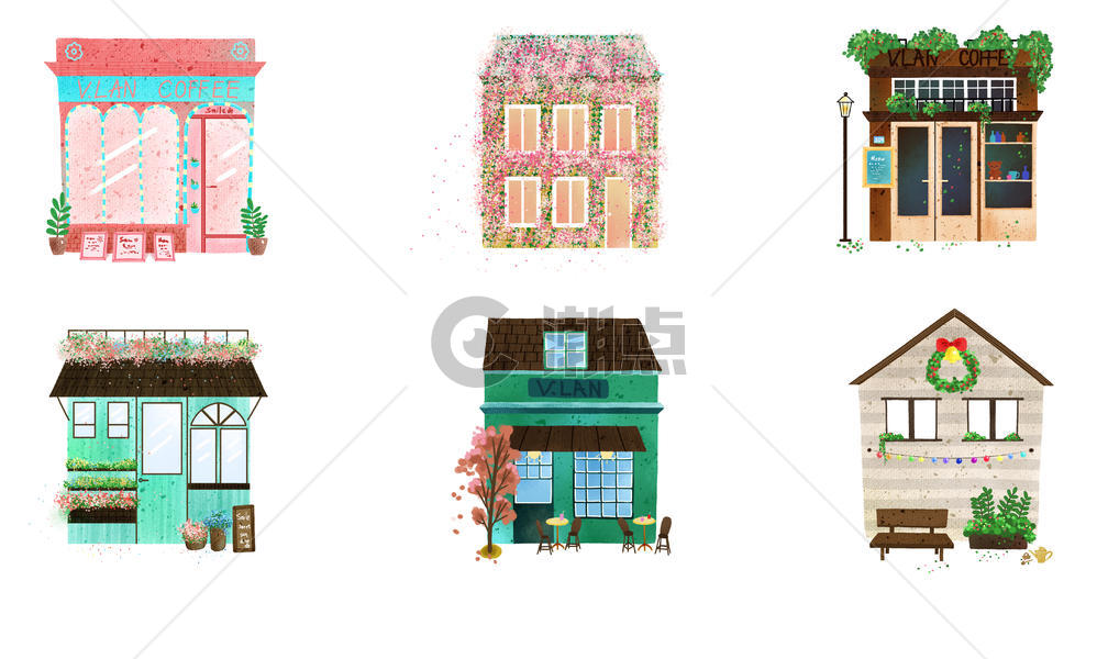 手绘风格小房子图片素材免费下载