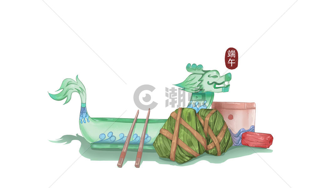 端午节龙舟粽子插画图片素材免费下载