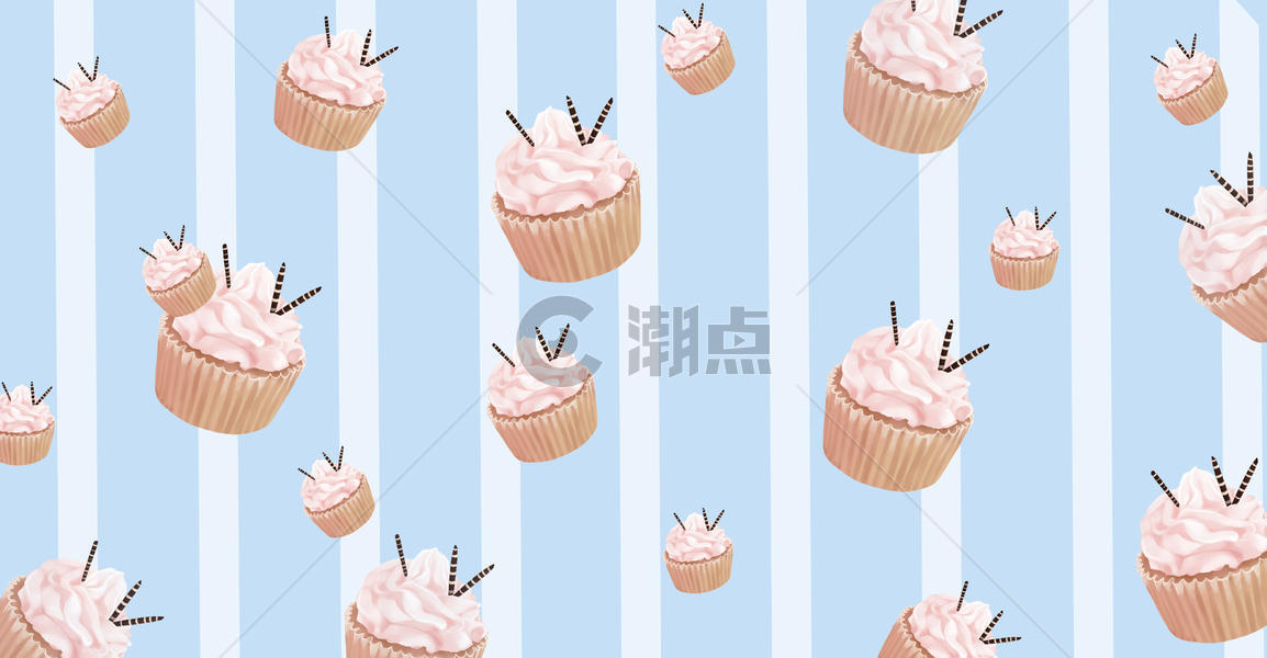 手绘美味纸杯蛋糕插画图片素材免费下载