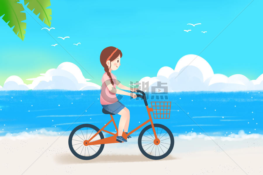海边骑自行车图片素材免费下载
