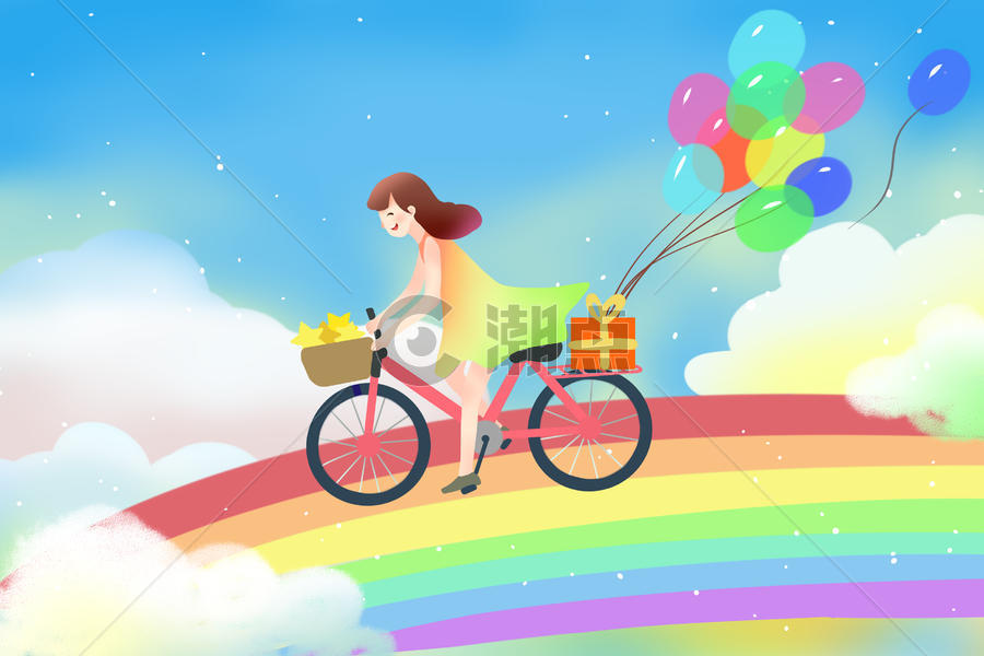 女孩的梦幻单车图片素材免费下载