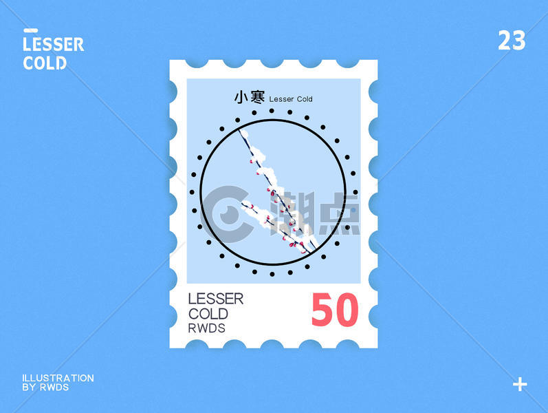 小寒节气邮票插画集图片素材免费下载