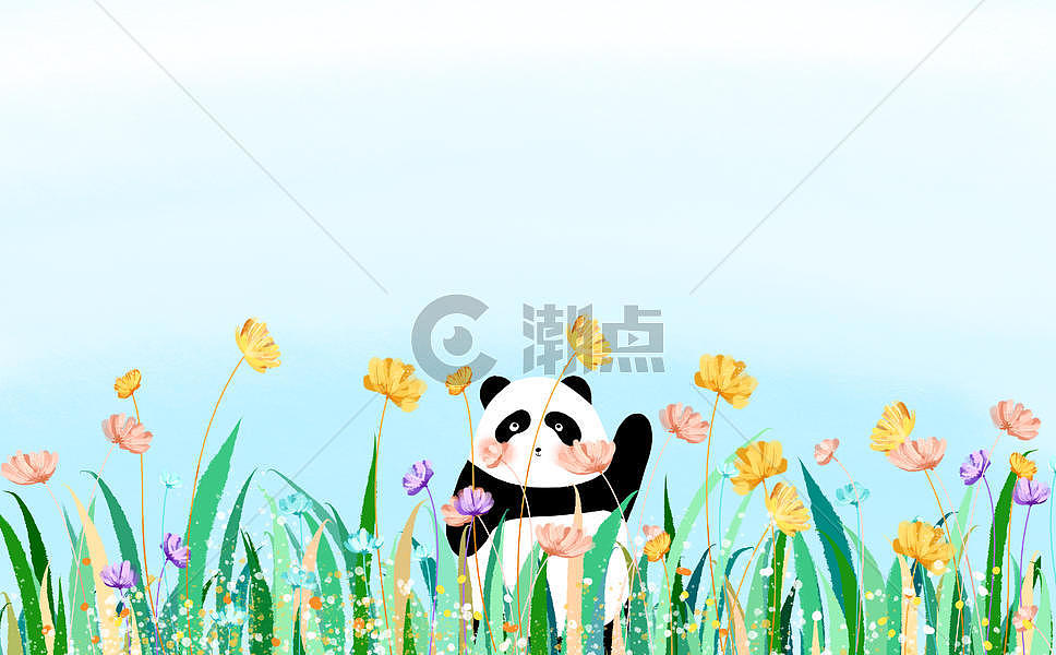 小清新熊猫植物背景图片素材免费下载