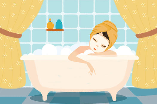 美女浴室泡澡敷面膜图片素材免费下载