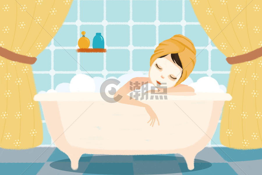 美女浴室泡澡敷面膜图片素材免费下载