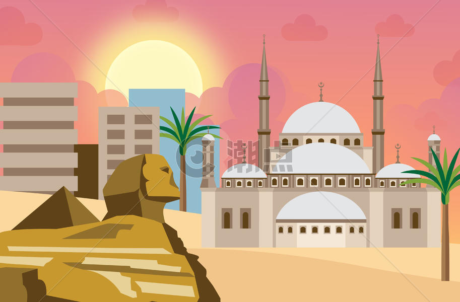 夕阳下的埃及图片素材免费下载