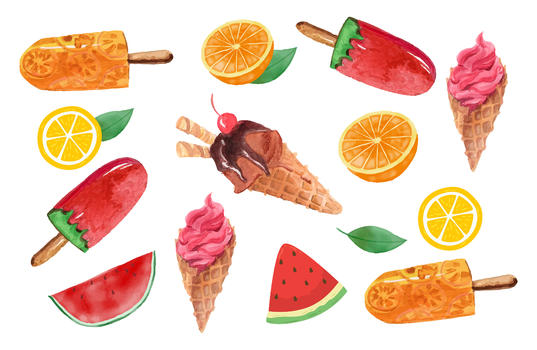 夏日彩色水果冰棒图片素材免费下载