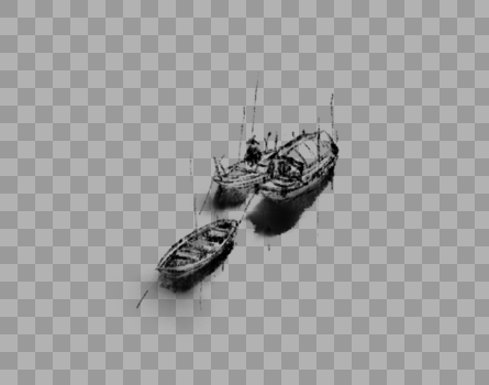 划船水墨画图片素材免费下载