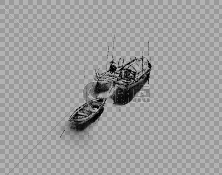 划船水墨画图片素材免费下载