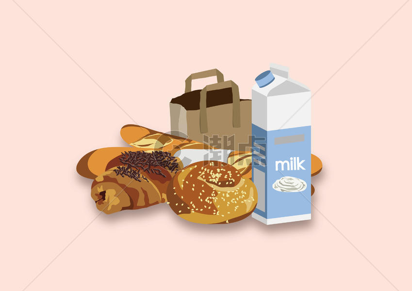 面包牛奶早餐图片素材免费下载