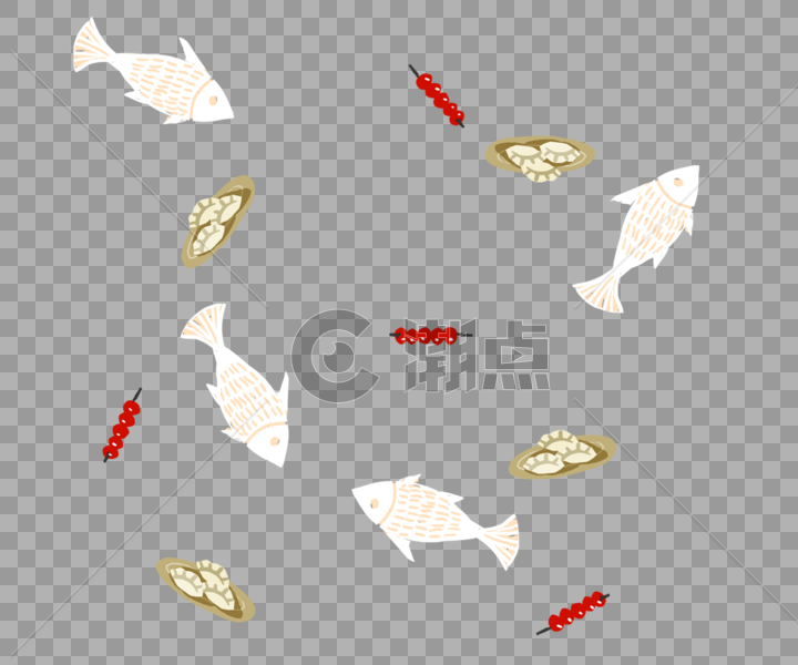 鱼水饺糖葫芦元素图片素材免费下载