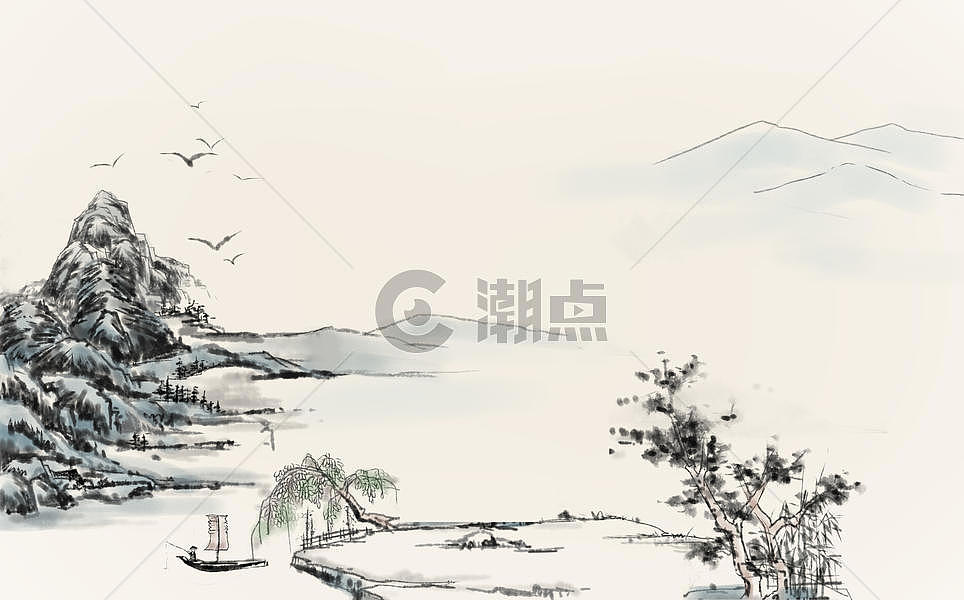 中国风写意山水图片素材免费下载