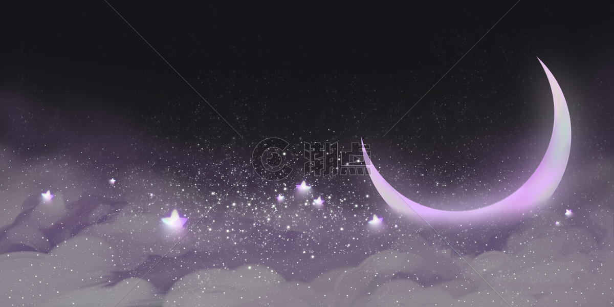 梦幻唯美星星月亮云层背景图片素材免费下载