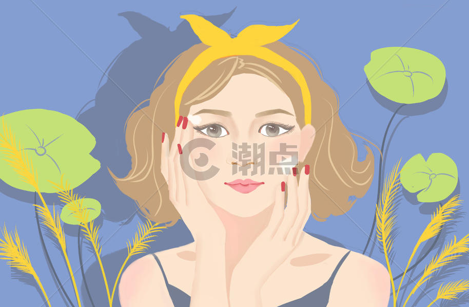 女孩化妆插画图片素材免费下载