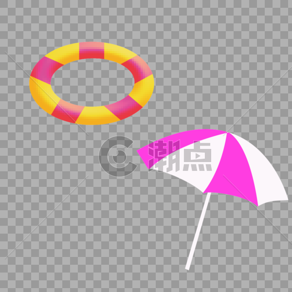 矢量太阳伞 游泳圈图片素材免费下载