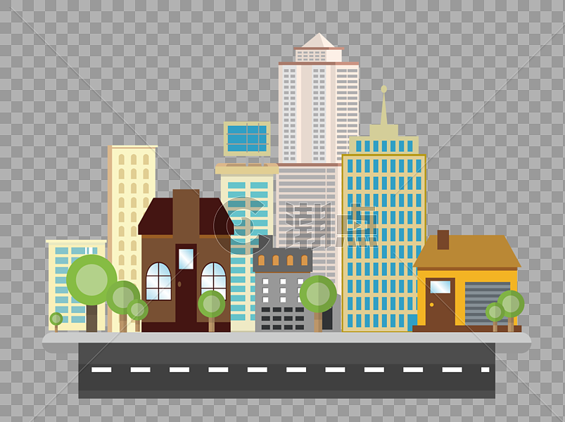 城市大楼和马路图片素材免费下载