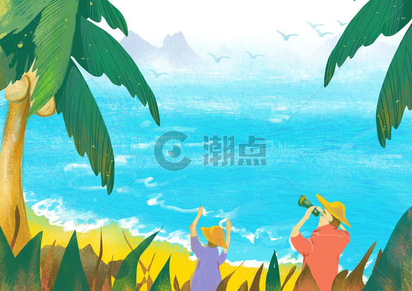 夏日海边插画图片素材免费下载