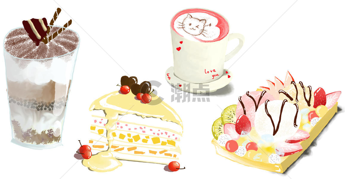 彩色甜品甜点插画图片素材免费下载