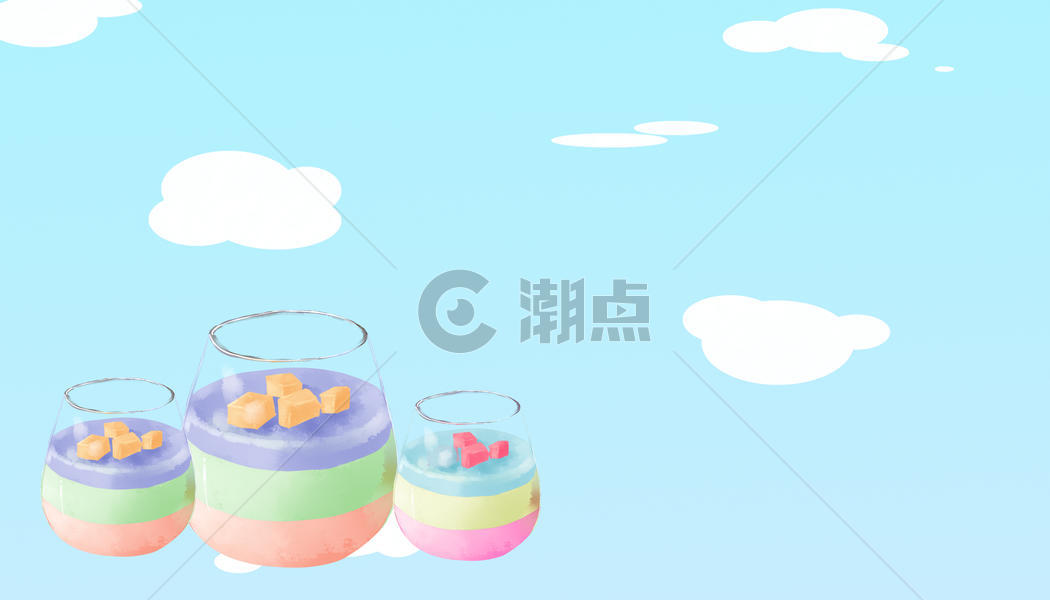 夏日彩色冰激凌甜品插画图片素材免费下载