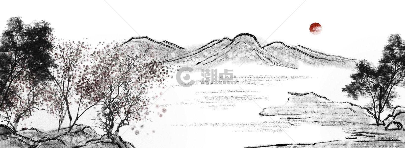 中国风山水水墨背景图片素材免费下载