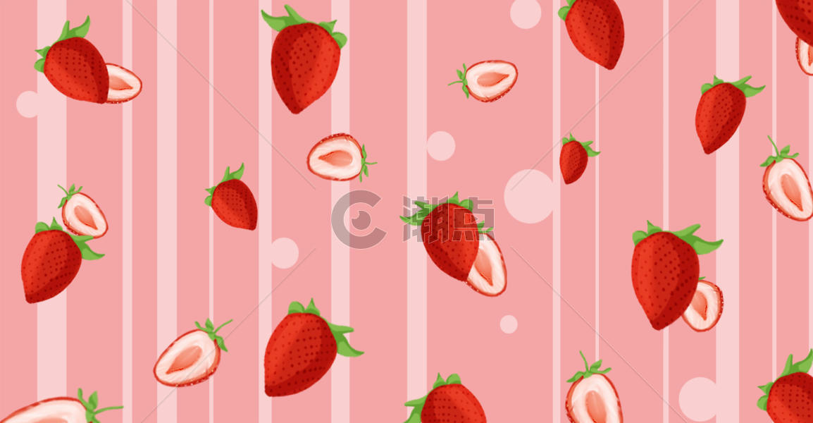 唯美新鲜水果草莓背景插画图片素材免费下载