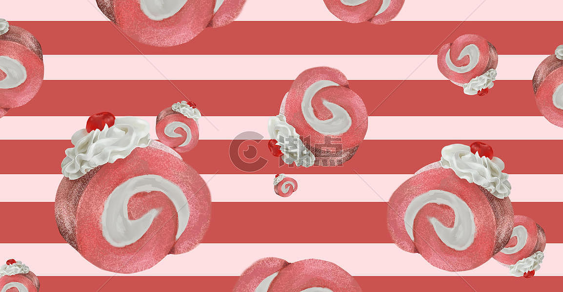 美食奶油夹心蛋卷插画图片素材免费下载