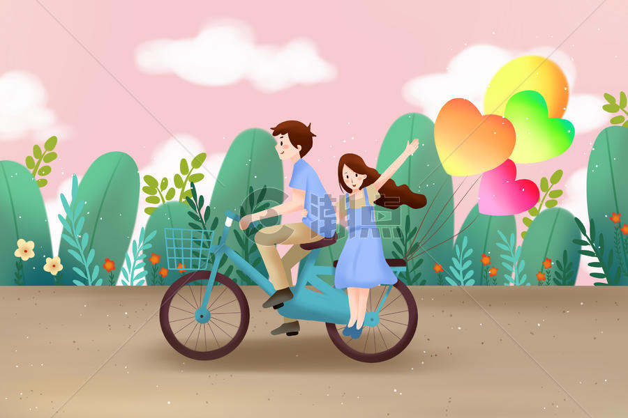 情侣骑自行车图片素材免费下载