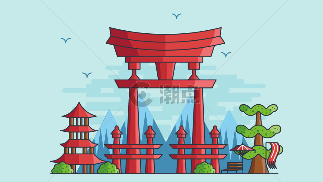日本神社城市风光建筑图片素材免费下载