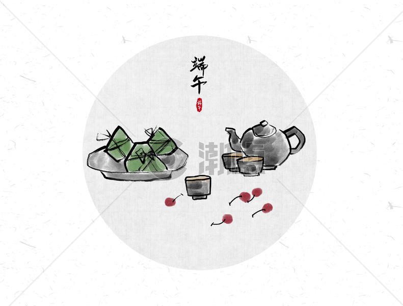端午节中国风水墨画图片素材免费下载