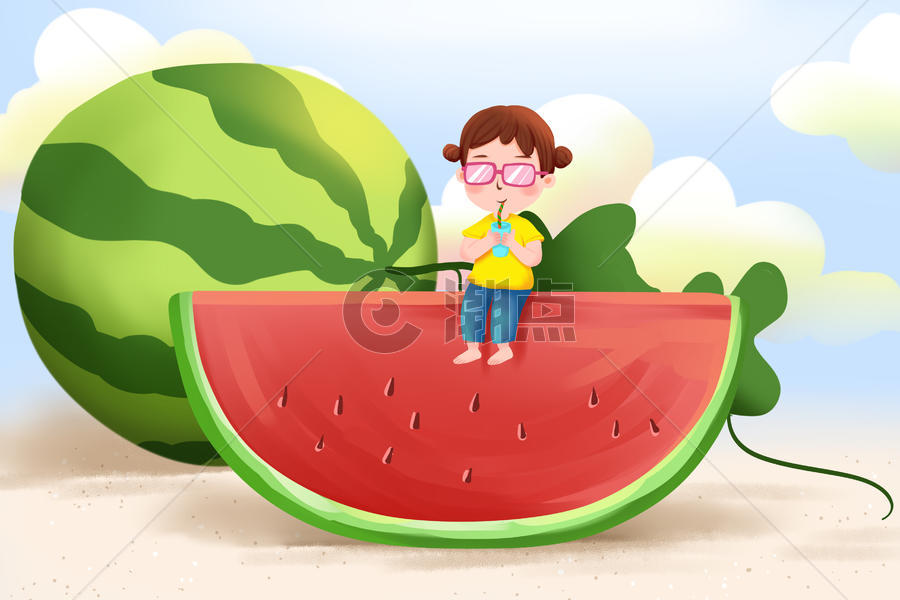 夏季西瓜水果插画图片素材免费下载