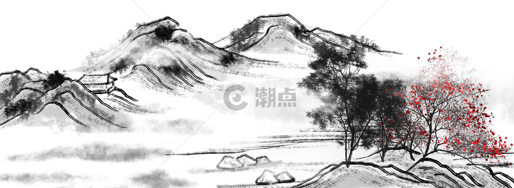 中国风山水水墨背景图片素材免费下载