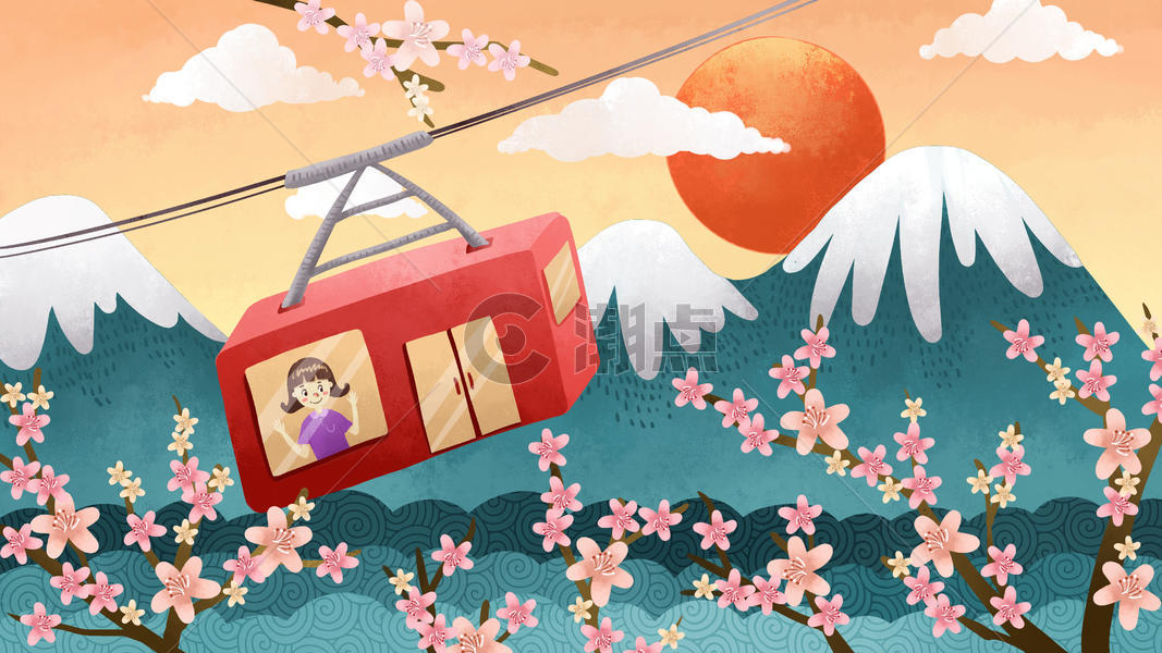 日本登山缆车之行图片素材免费下载