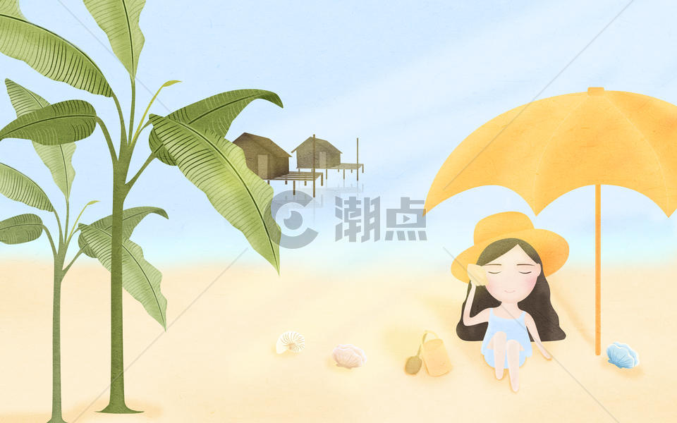 沙滩旅游插画图片素材免费下载