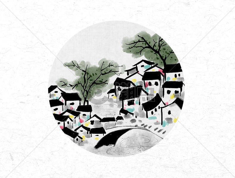 风景中国风水墨画图片素材免费下载