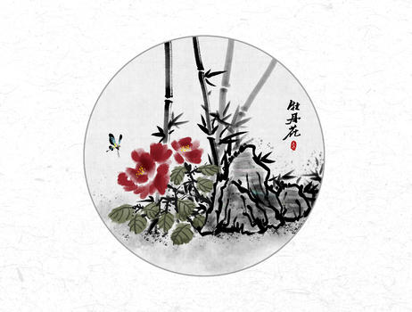 牡丹花中国风水墨画图片素材免费下载