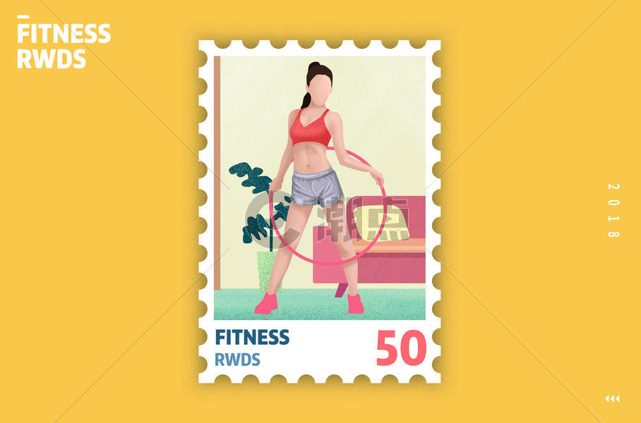 运动创意邮票插画图片素材免费下载