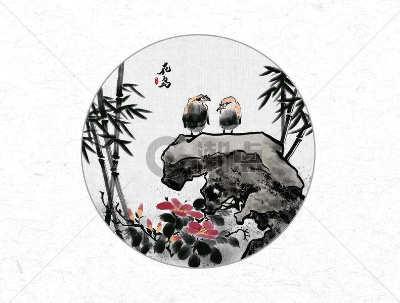 花鸟中国风水墨画图片素材免费下载