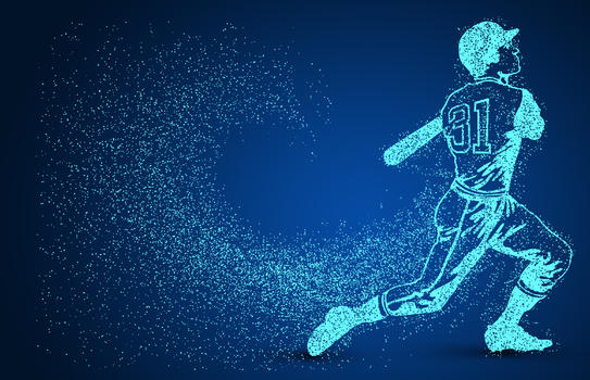 创意棒球运动员粒子剪影图片素材免费下载