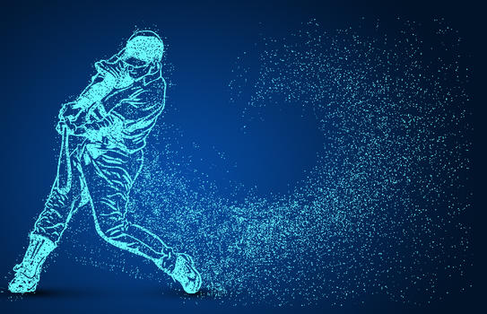 创意棒球运动员粒子剪影图片素材免费下载