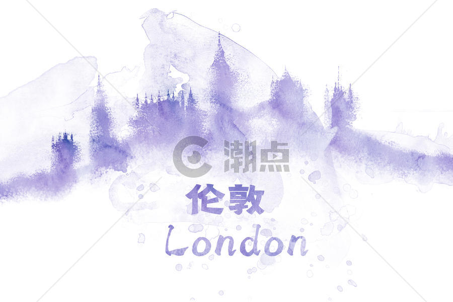 伦敦水彩插画城市图片素材免费下载