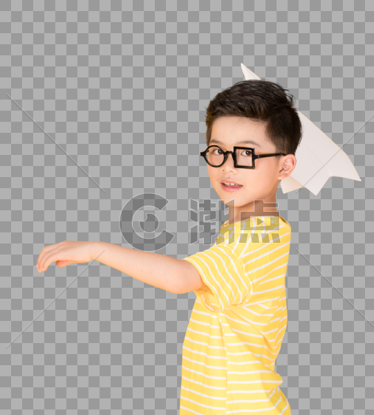 飞纸飞机的快乐男孩儿童图片图片素材免费下载