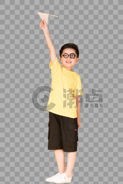 飞纸飞机的快乐男孩儿童图片图片素材免费下载