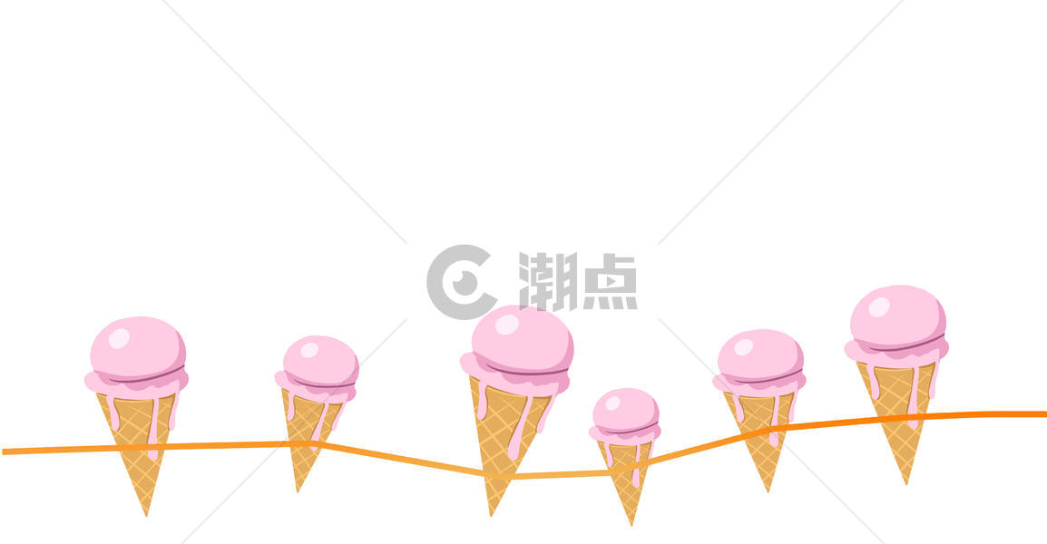清新蛋卷冰淇淋插画图片素材免费下载