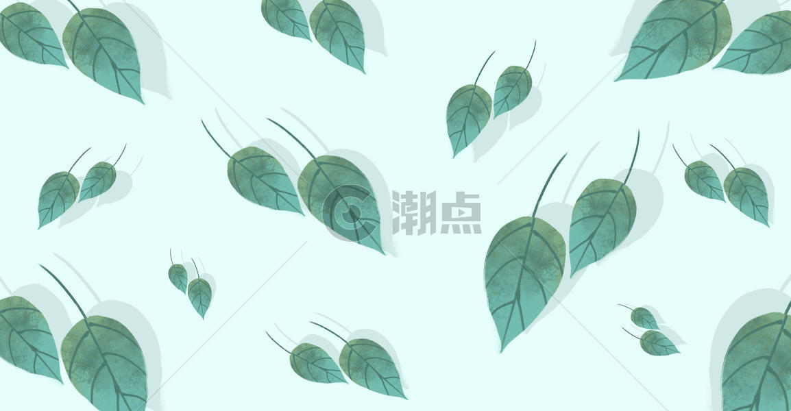 清新绿色树叶插画背景图片素材免费下载