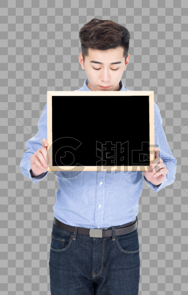 年轻男性手拿小黑板图片素材免费下载
