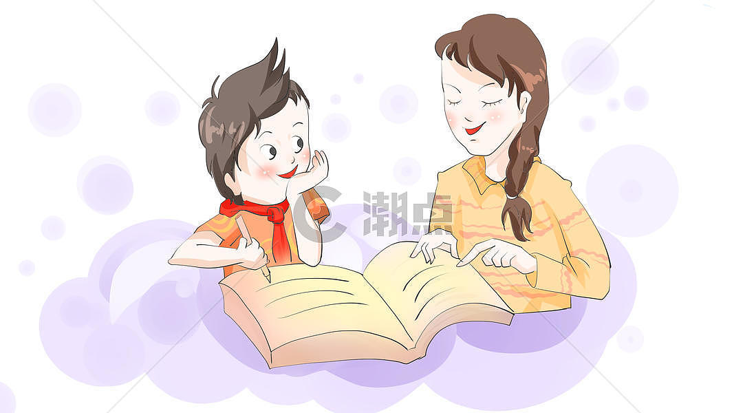 家长陪伴写作业插画原画3200*1800图片素材免费下载-编号60159-潮点视频