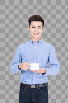 商务男性手拿咖啡杯喝水放松状态图片素材免费下载